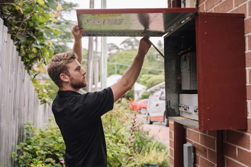 Electrician installing downlights in a Lilli Pilli home